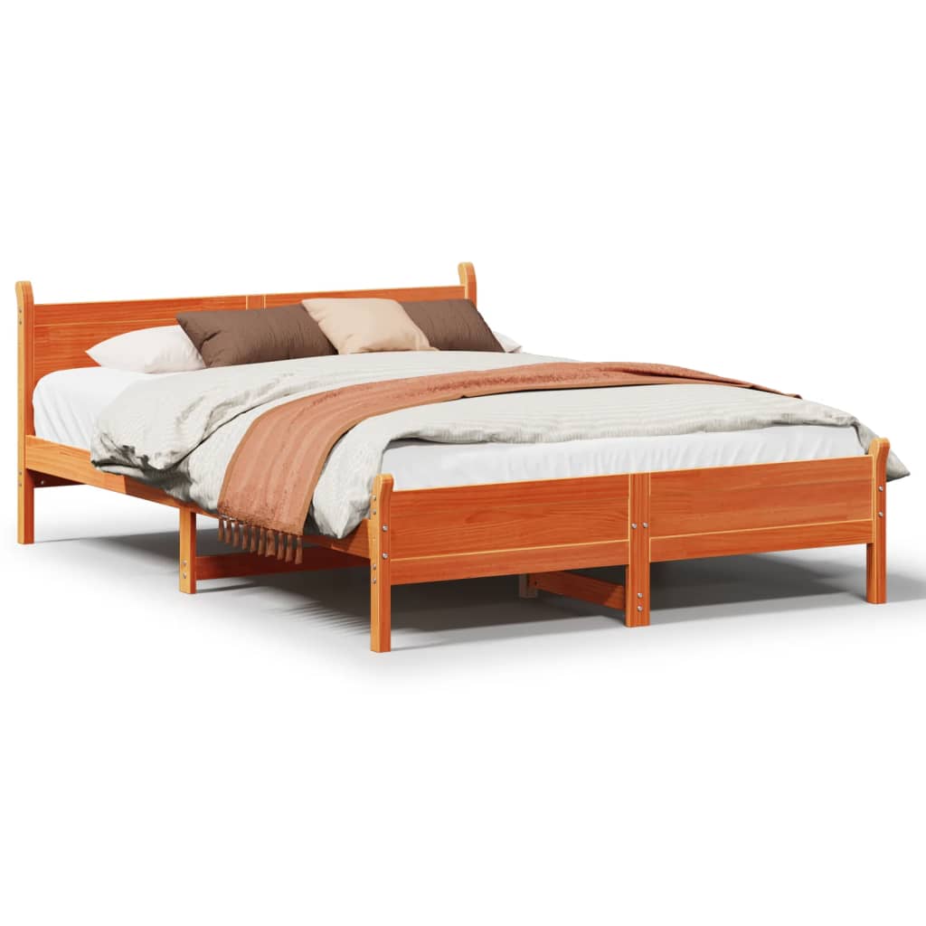 Bed Frame | Wax brown | Solid pinewood, Plywood (slats) | Double
