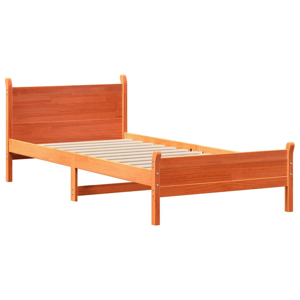 Bed Frame | Wax brown | Solid pine wood | Small Single | Bed Frame