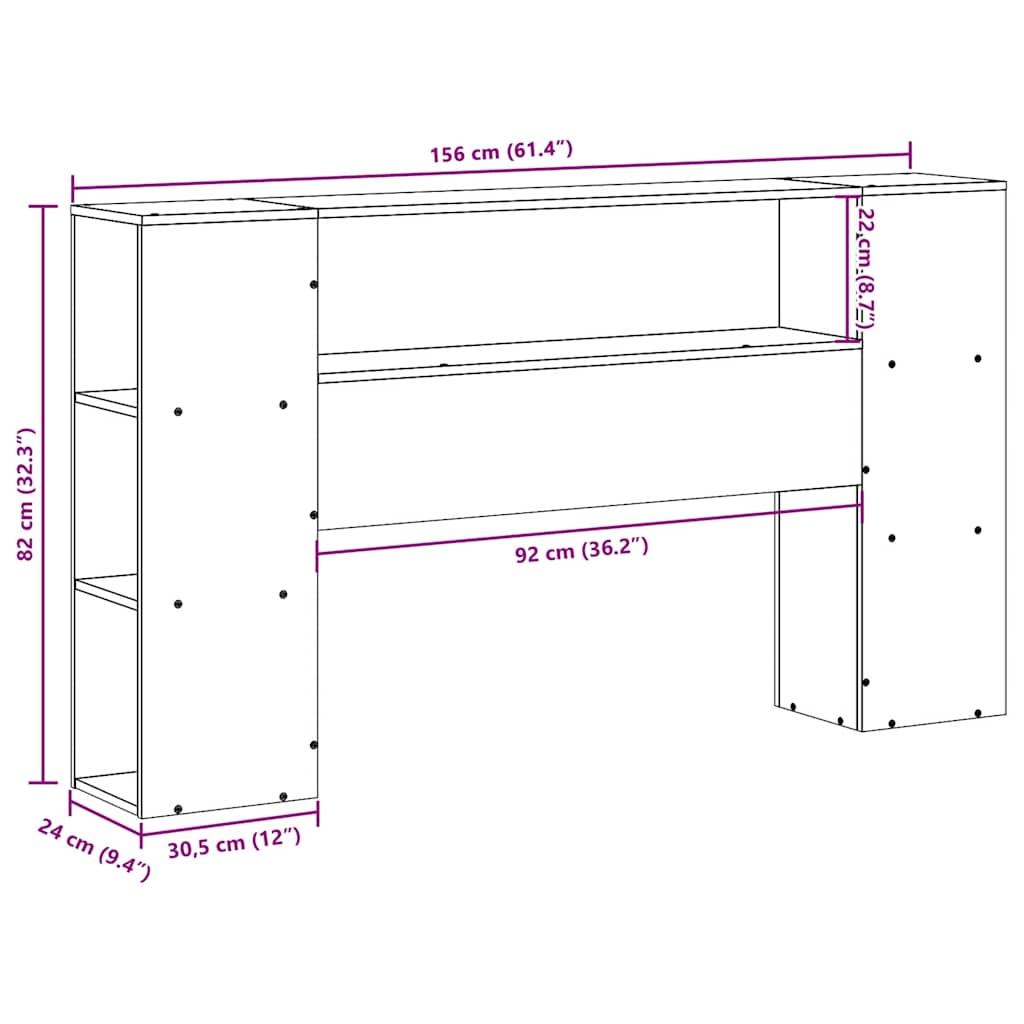 vidaXL Headboard with Storage White 150 cm Solid Wood Pine