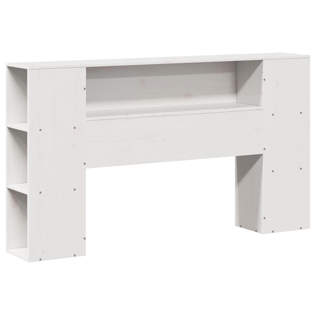 Headboard with Storage White 135 cm Solid Wood Pine