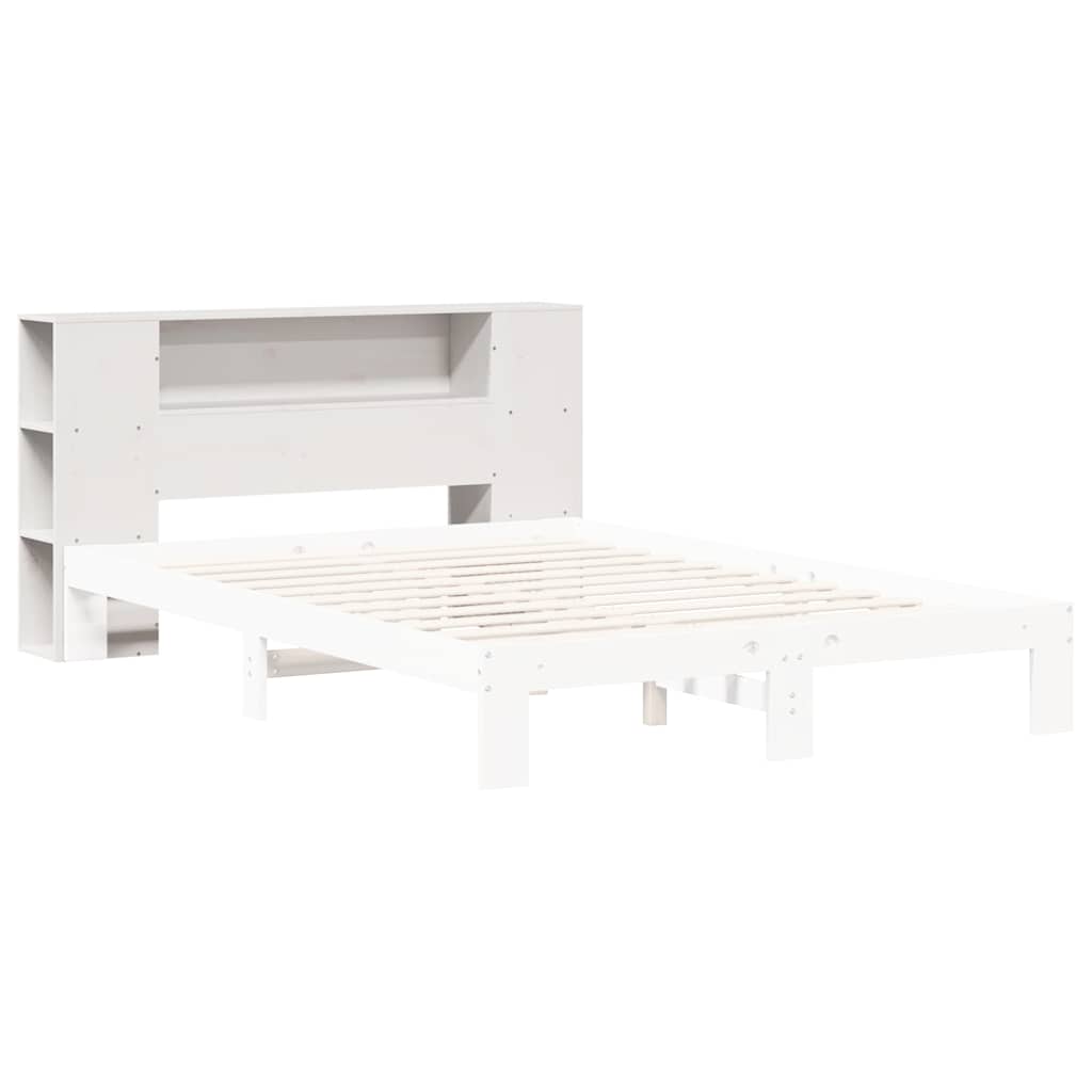 Headboard with Storage White 135 cm Solid Wood Pine