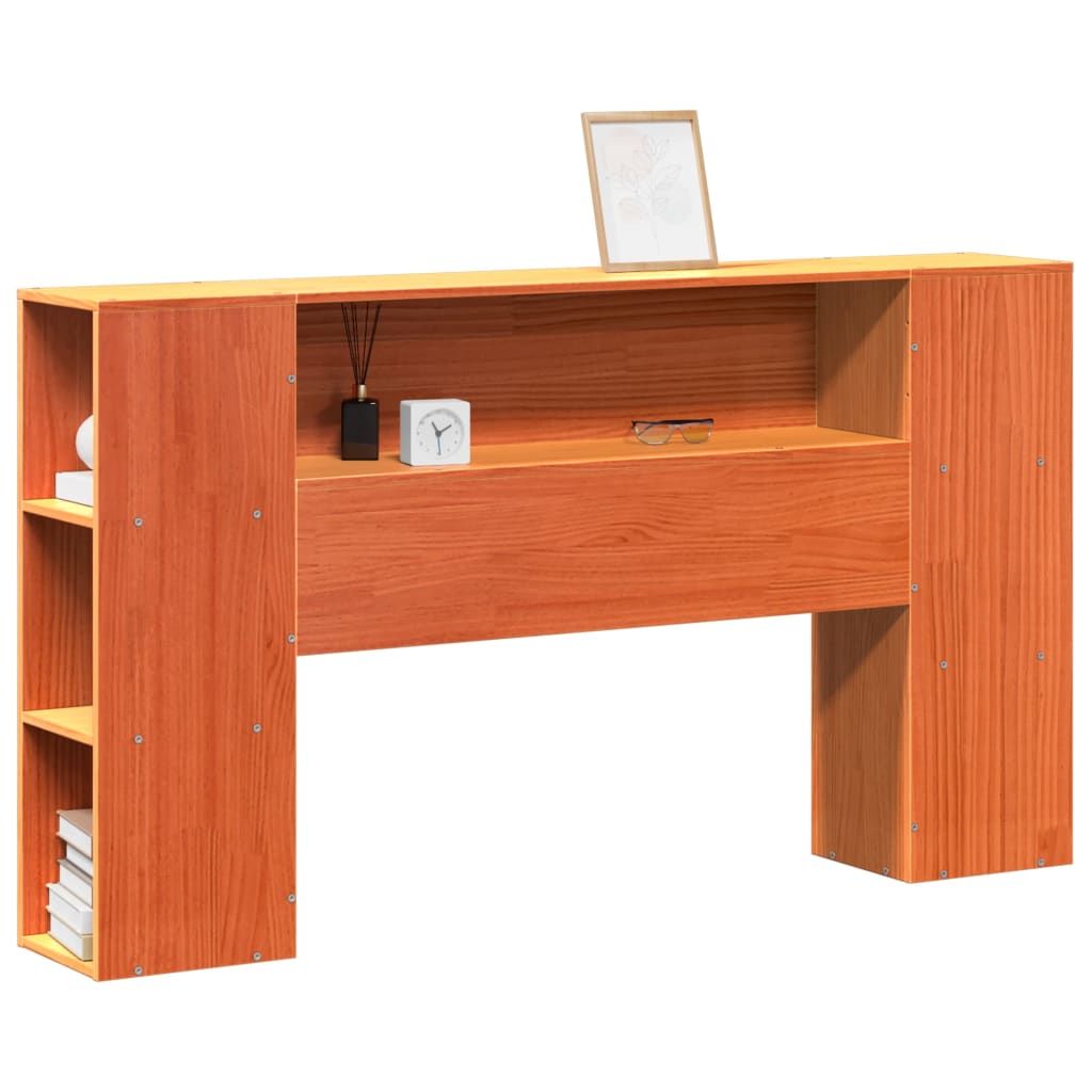 Headboard with Storage Wax Brown 135 cm Solid Wood Pine