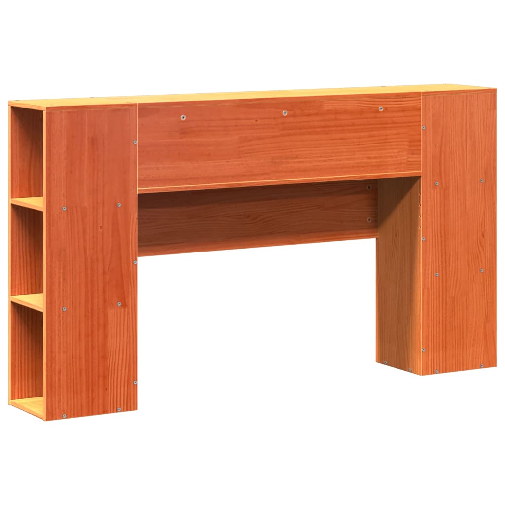 Headboard with Storage Wax Brown 135 cm Solid Wood Pine