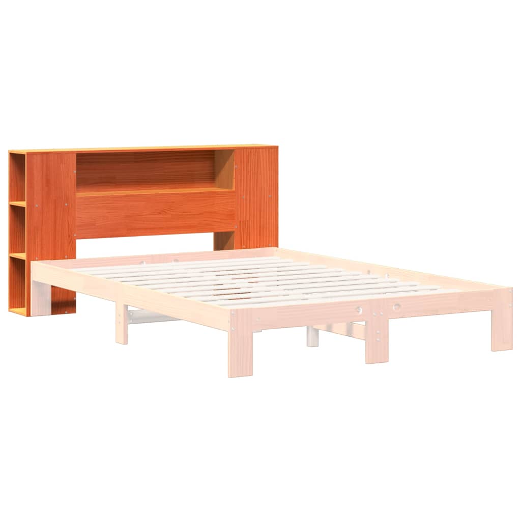 Headboard with Storage Wax Brown 135 cm Solid Wood Pine