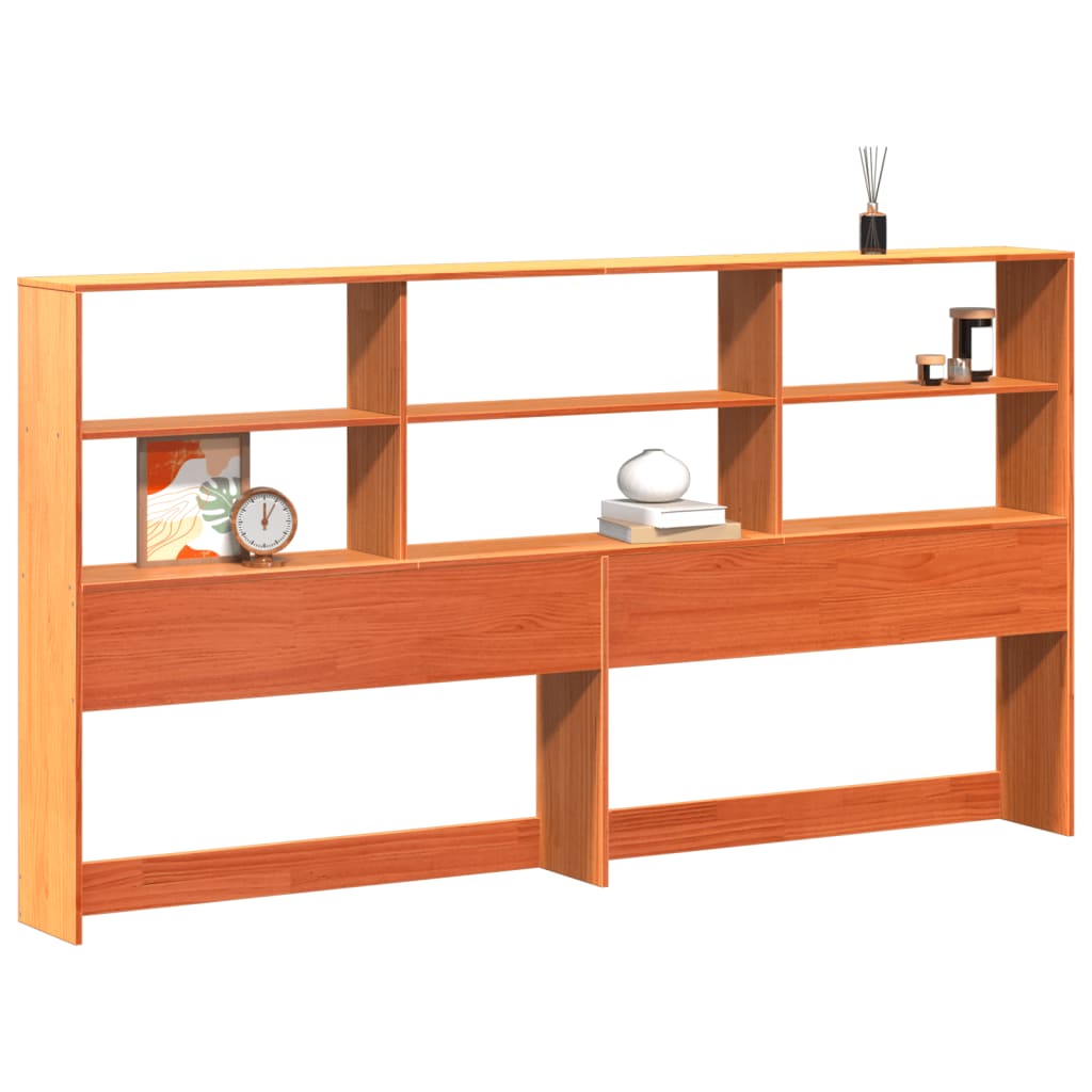 Headboard with Storage Wax Brown 200 cm Solid Wood Pine
