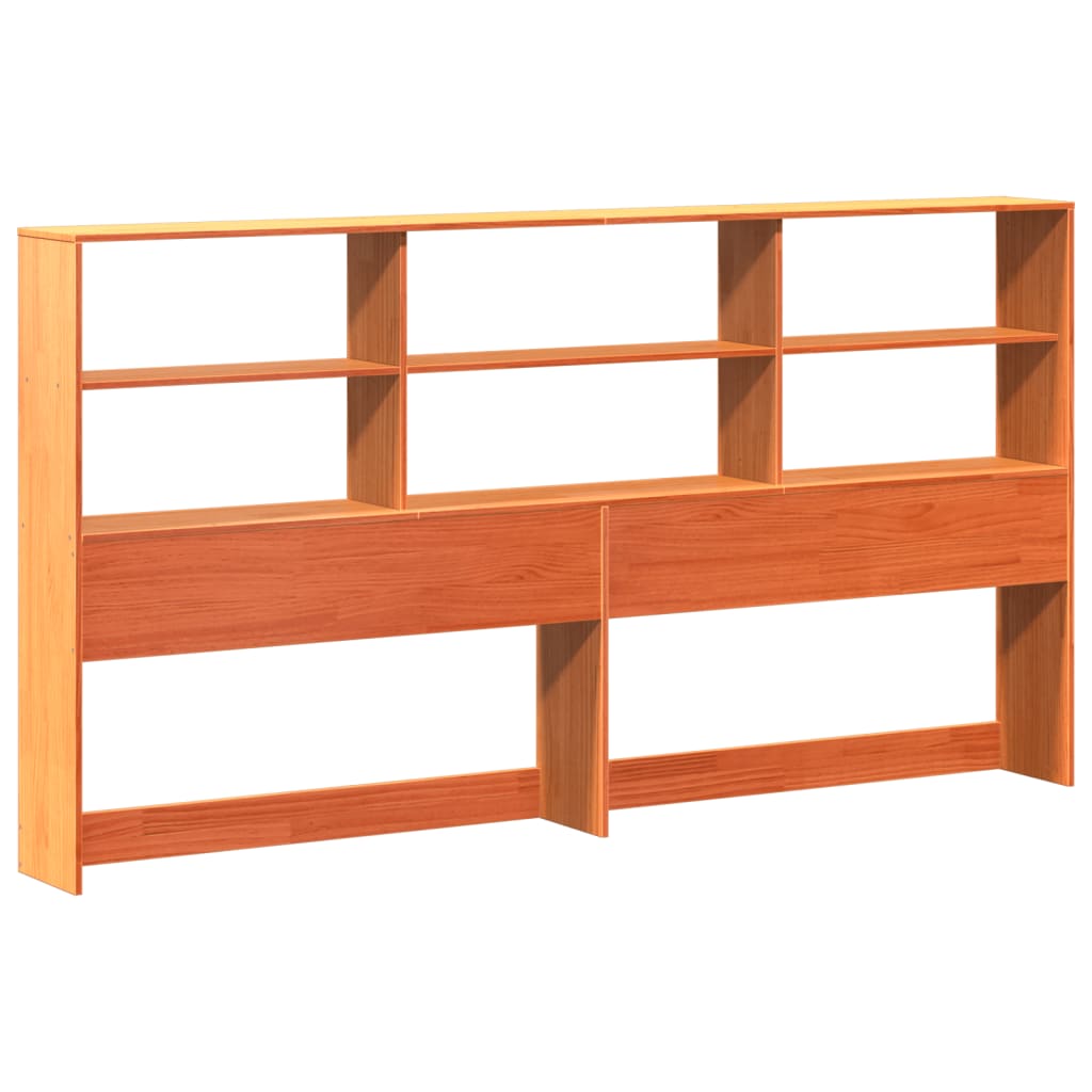 Headboard with Storage Wax Brown 200 cm Solid Wood Pine