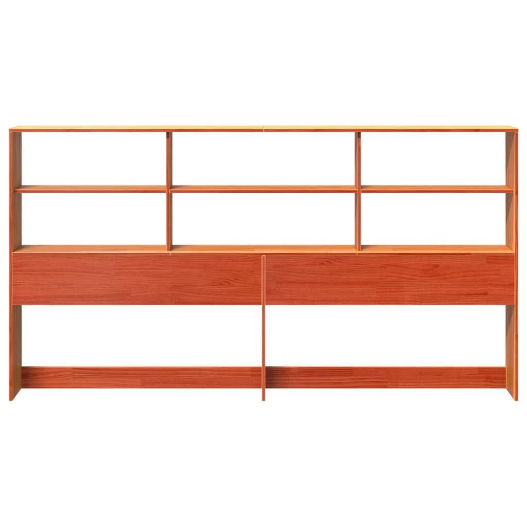 Headboard with Storage Wax Brown 180 cm Solid Wood Pine