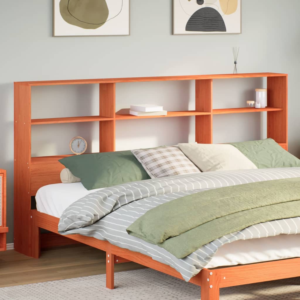 Headboard with Storage Wax Brown 180 cm Solid Wood Pine