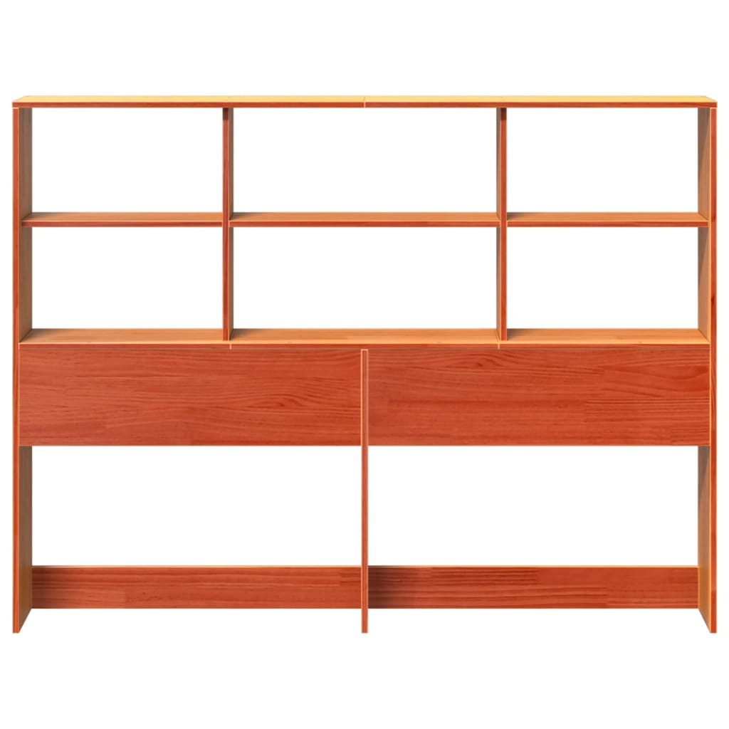 Headboard with Storage Wax Brown 150 cm Solid Wood Pine