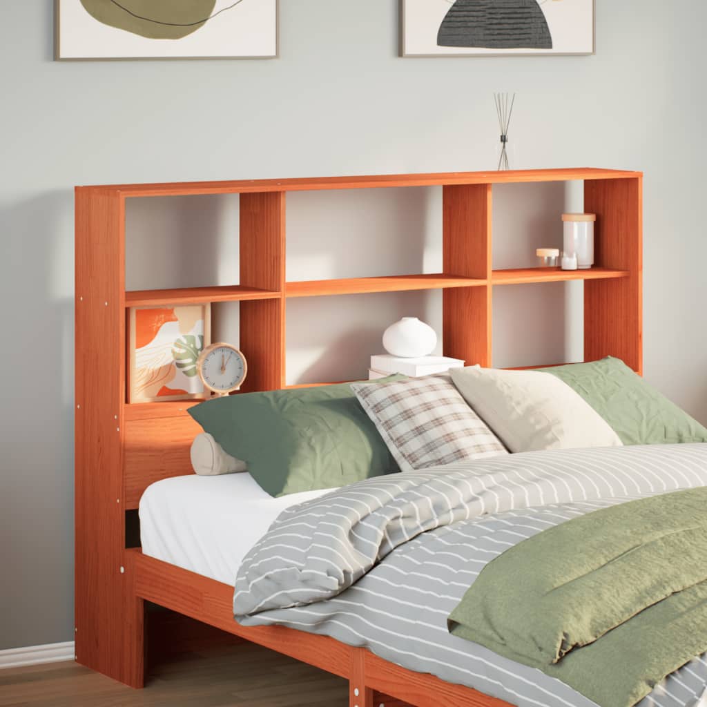 Headboard with Storage Wax Brown 150 cm Solid Wood Pine
