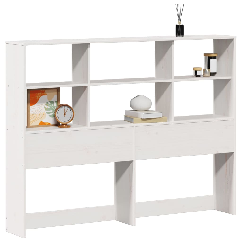 Headboard with Storage White 140 cm Solid Wood Pine