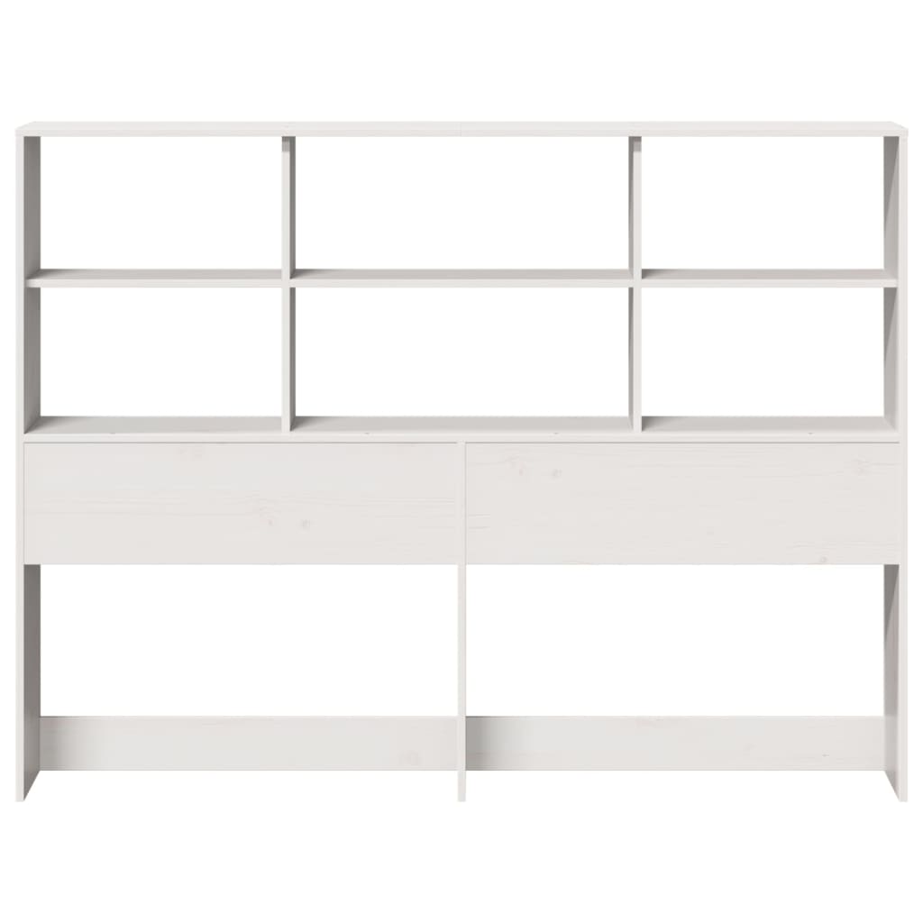 Headboard with Storage White 140 cm Solid Wood Pine