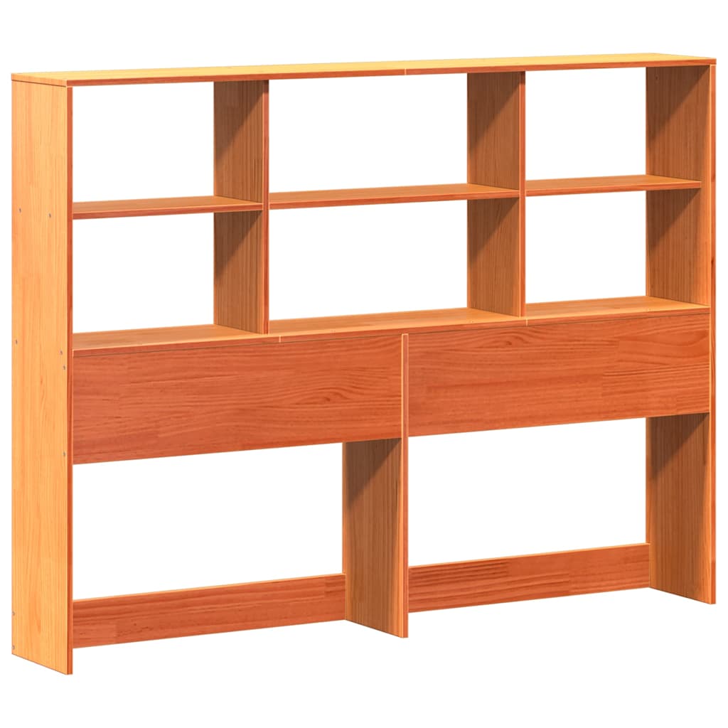 Headboard with Storage Wax Brown 135 cm Solid Wood Pine