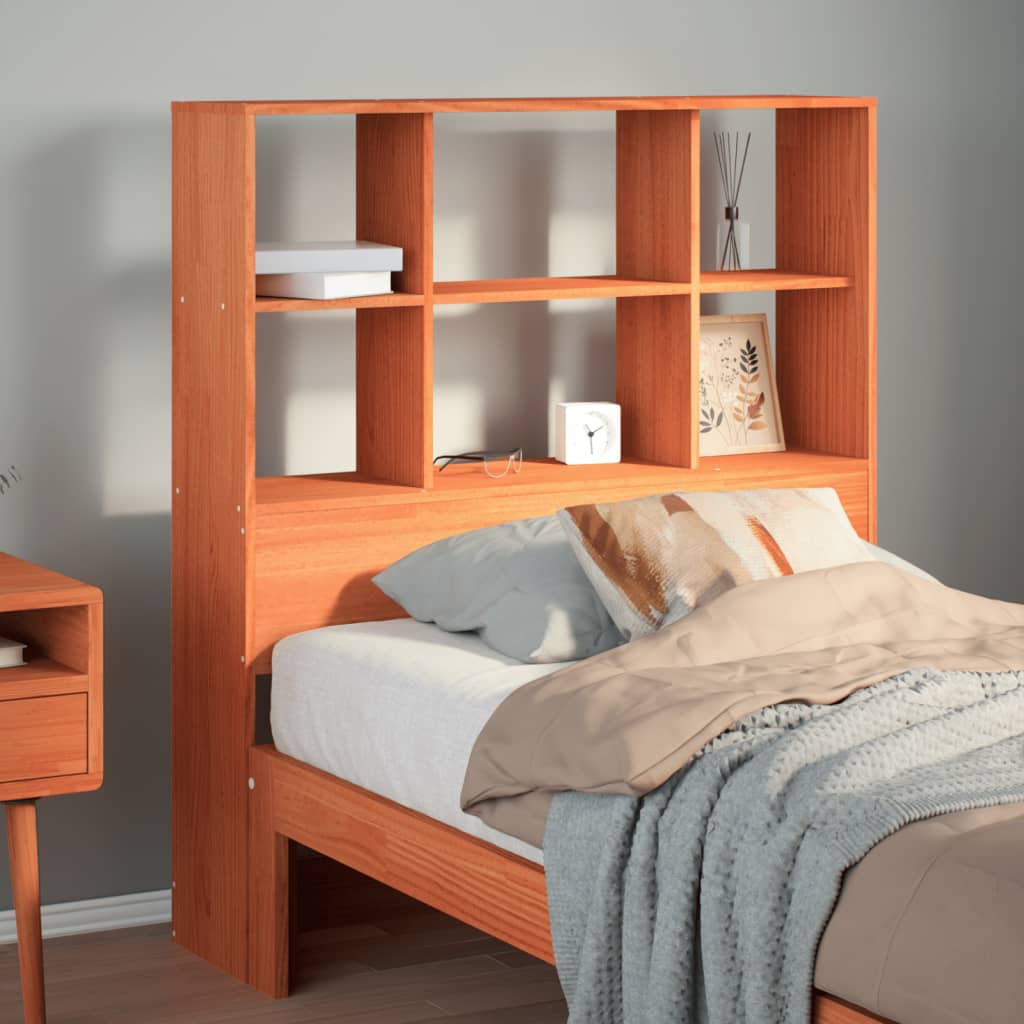 Headboard with Storage Wax Brown 100 cm Solid Wood Pine