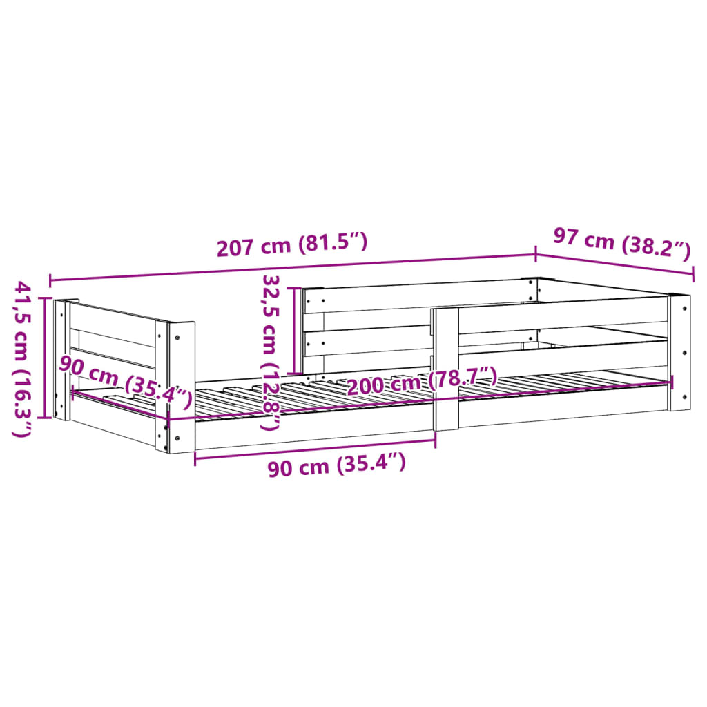 Bed Frame without Mattress 90x200 cm Solid Wood Pine
