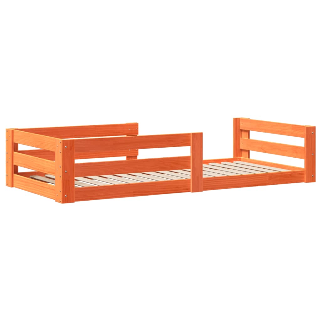Bed Frame | Wax brown | Solid pine wood, plywood slats | Small Single