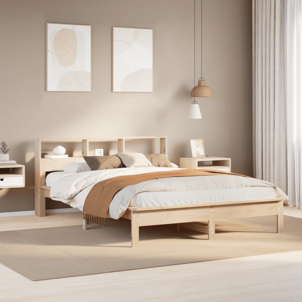 Bookcase Bed without Mattress 120x200 cm Solid Wood Pine