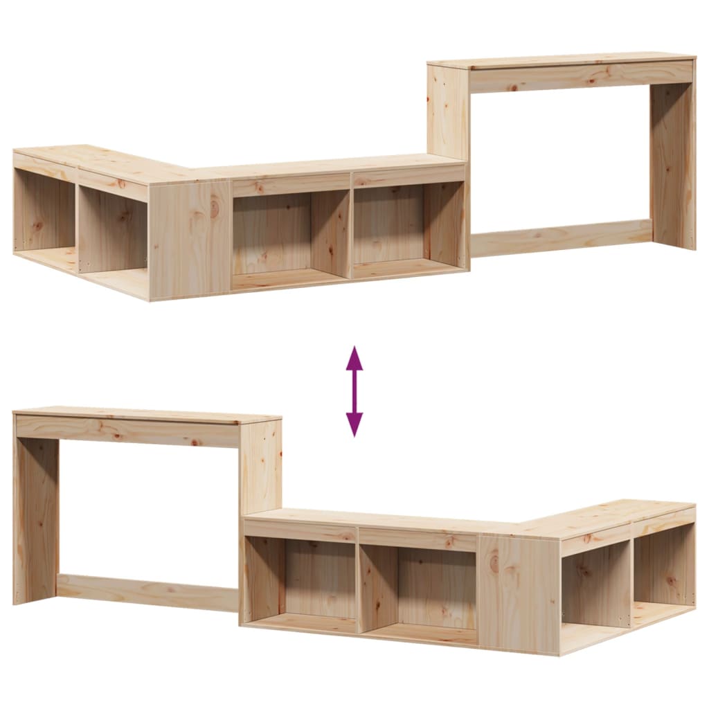 Bedside Cabinet with Desk 232x122x75 cm Solid Wood Pine