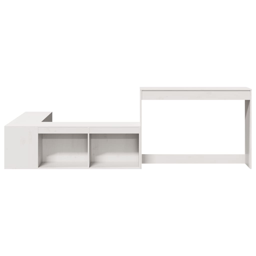 Bedside Cabinet with Desk White 232x122x75 cm Solid Wood Pine