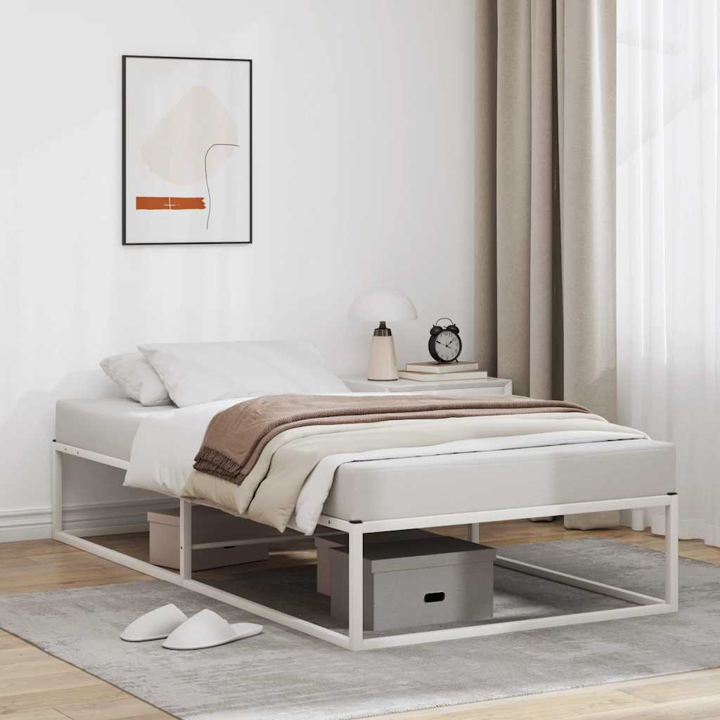 Bed Frame without Mattress White 100x200 cm Metal