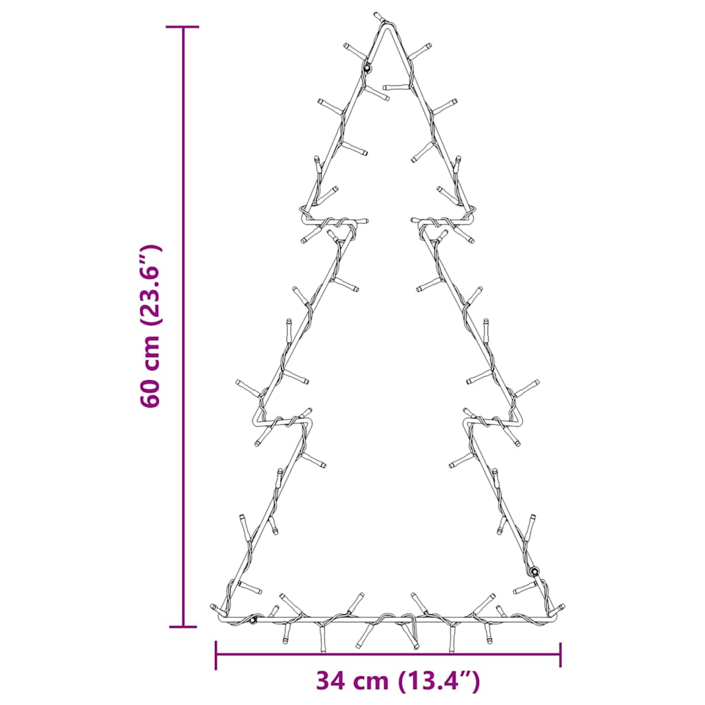 vidaXL Christmas Lights Christmas Tree Silhouette 80 LEDs Warm White