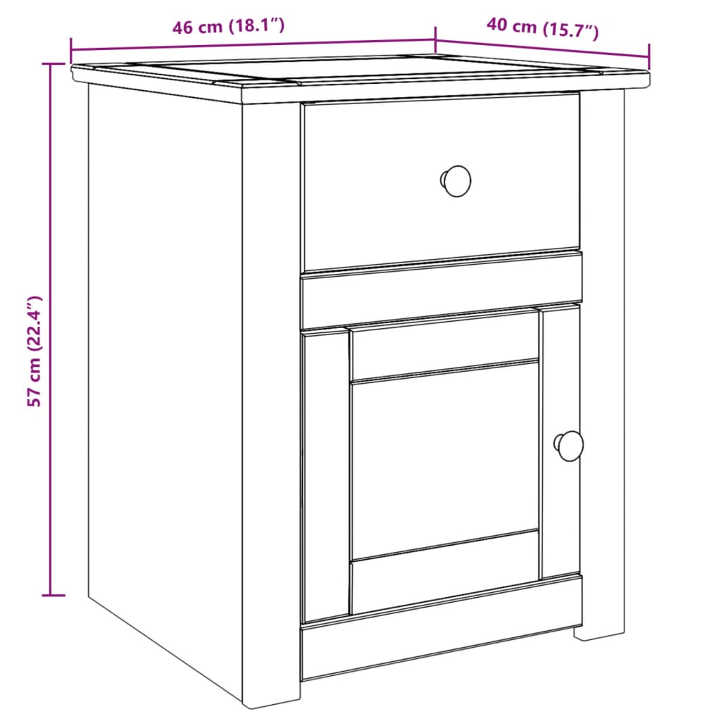 Bedside Cabinet PANAMA 46x40x57 cm Solid Wood Pine
