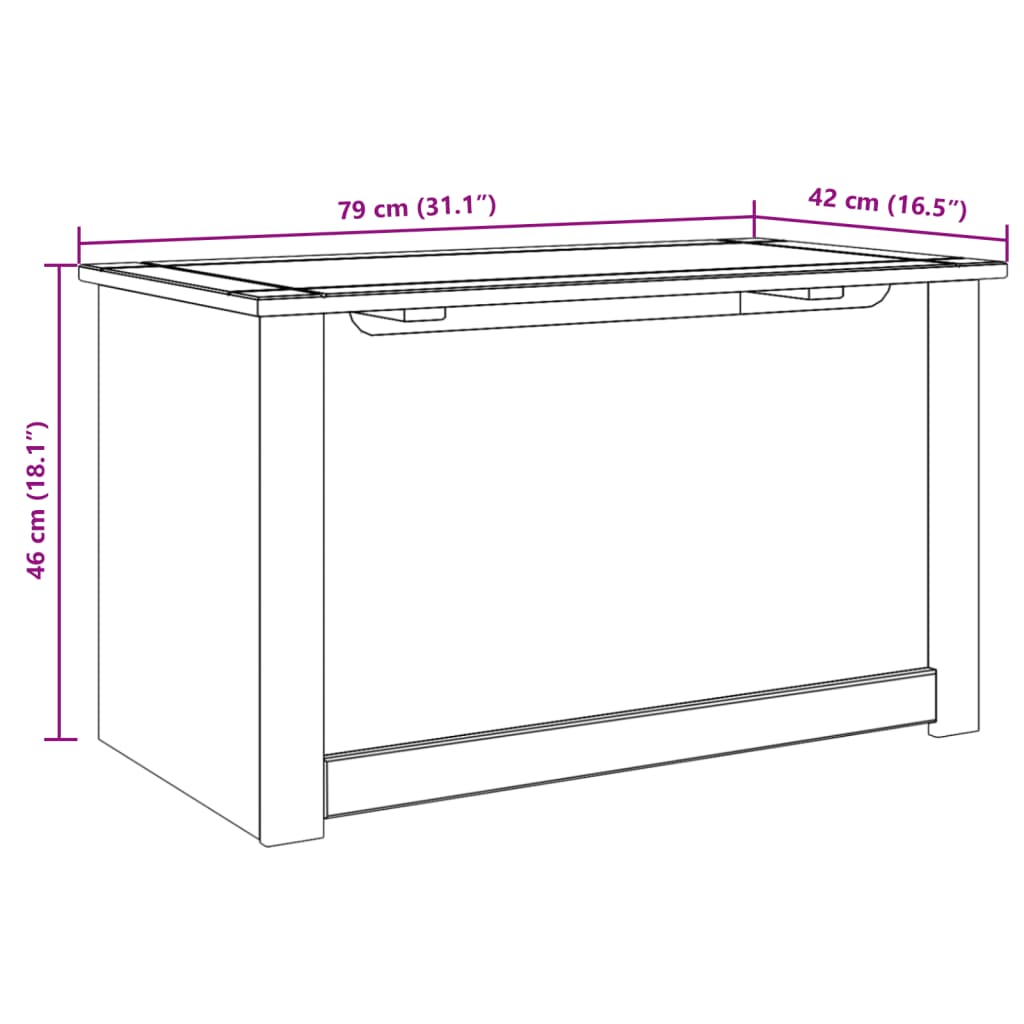 Storage Chest with Lid "PANAMA" 79x42x46 cm Solid Wood Pine