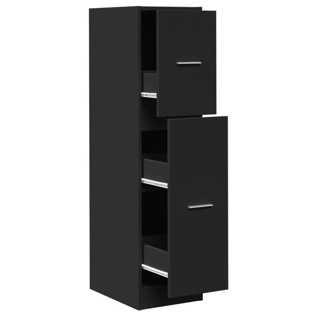 Apothecary Cabinet Black 30x41x118 cm Engineered Wood