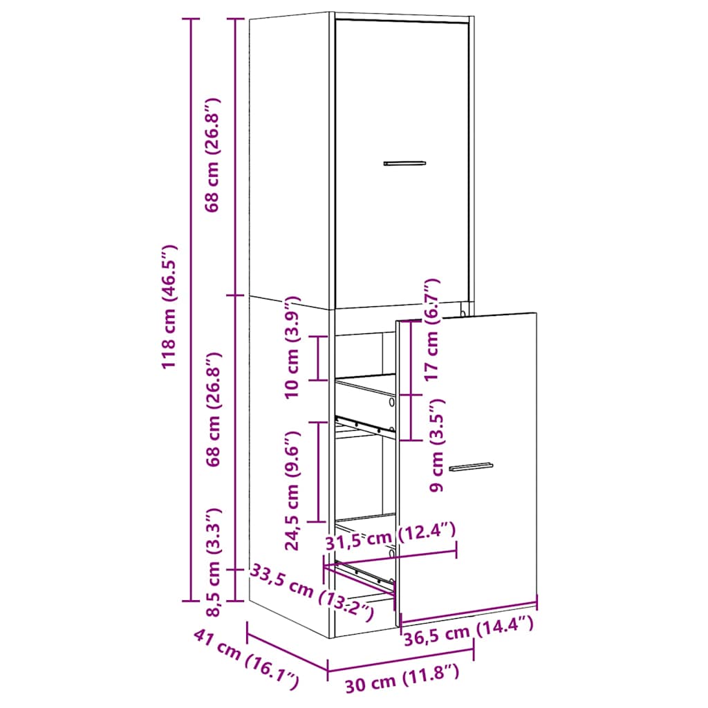 Apothecary Cabinet Old Wood 30x41x118 cm Engineered Wood