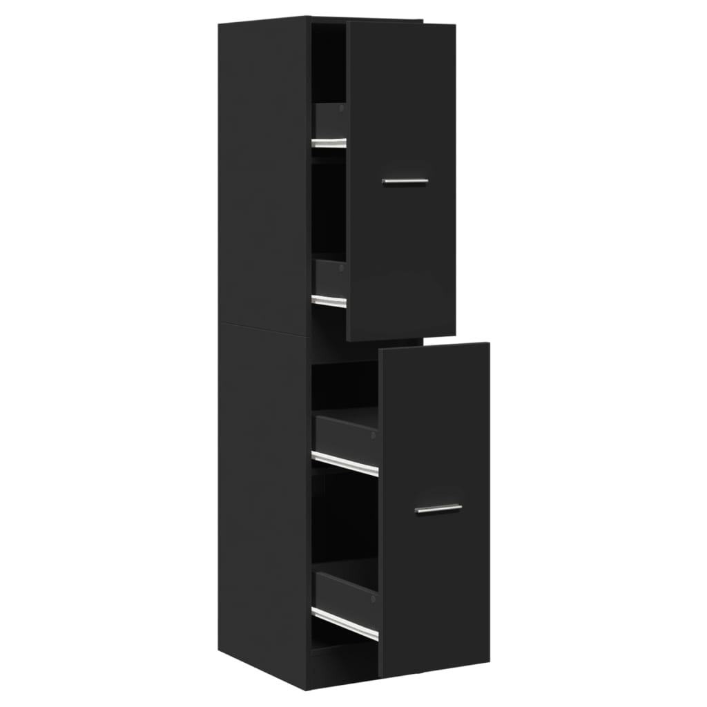 vidaXL Apothecary Cabinet Black 30x41x144.5 cm Engineered Wood