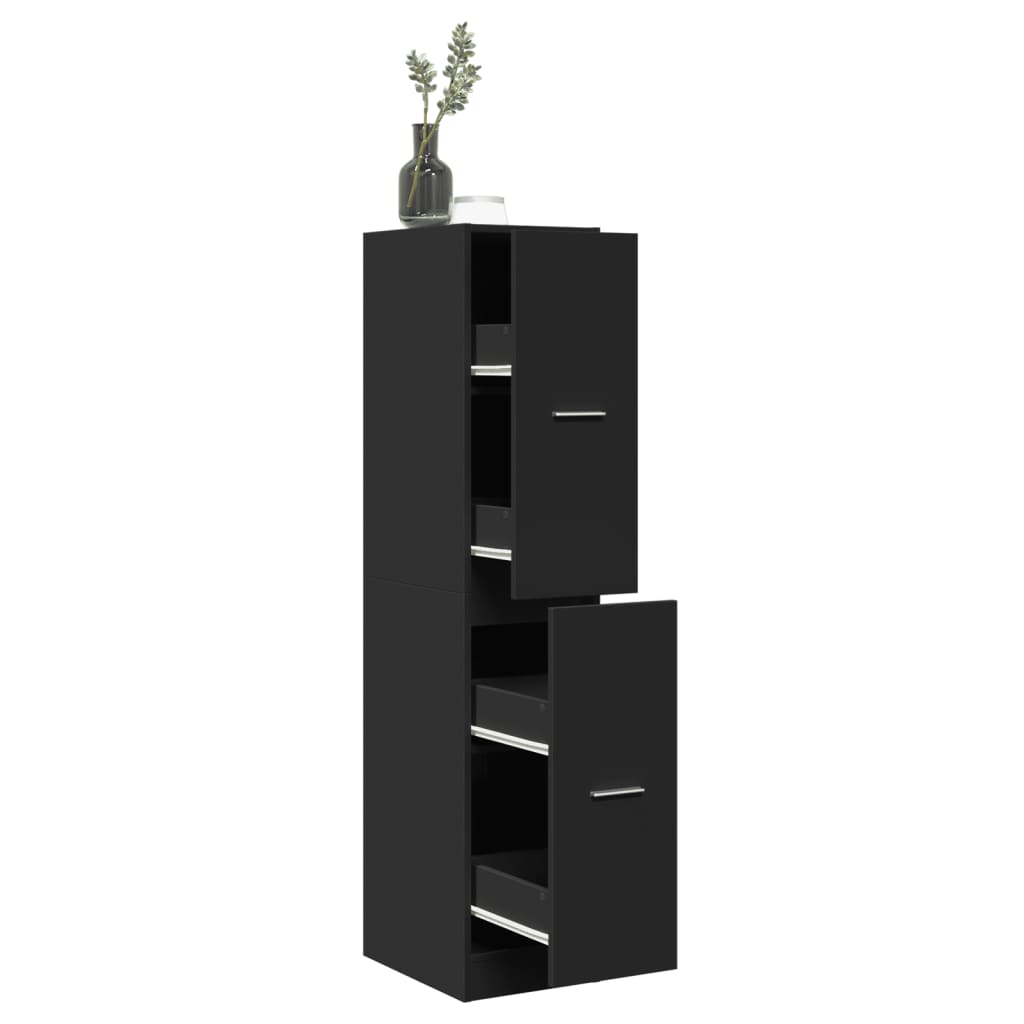 vidaXL Apothecary Cabinet Black 30x41x144.5 cm Engineered Wood