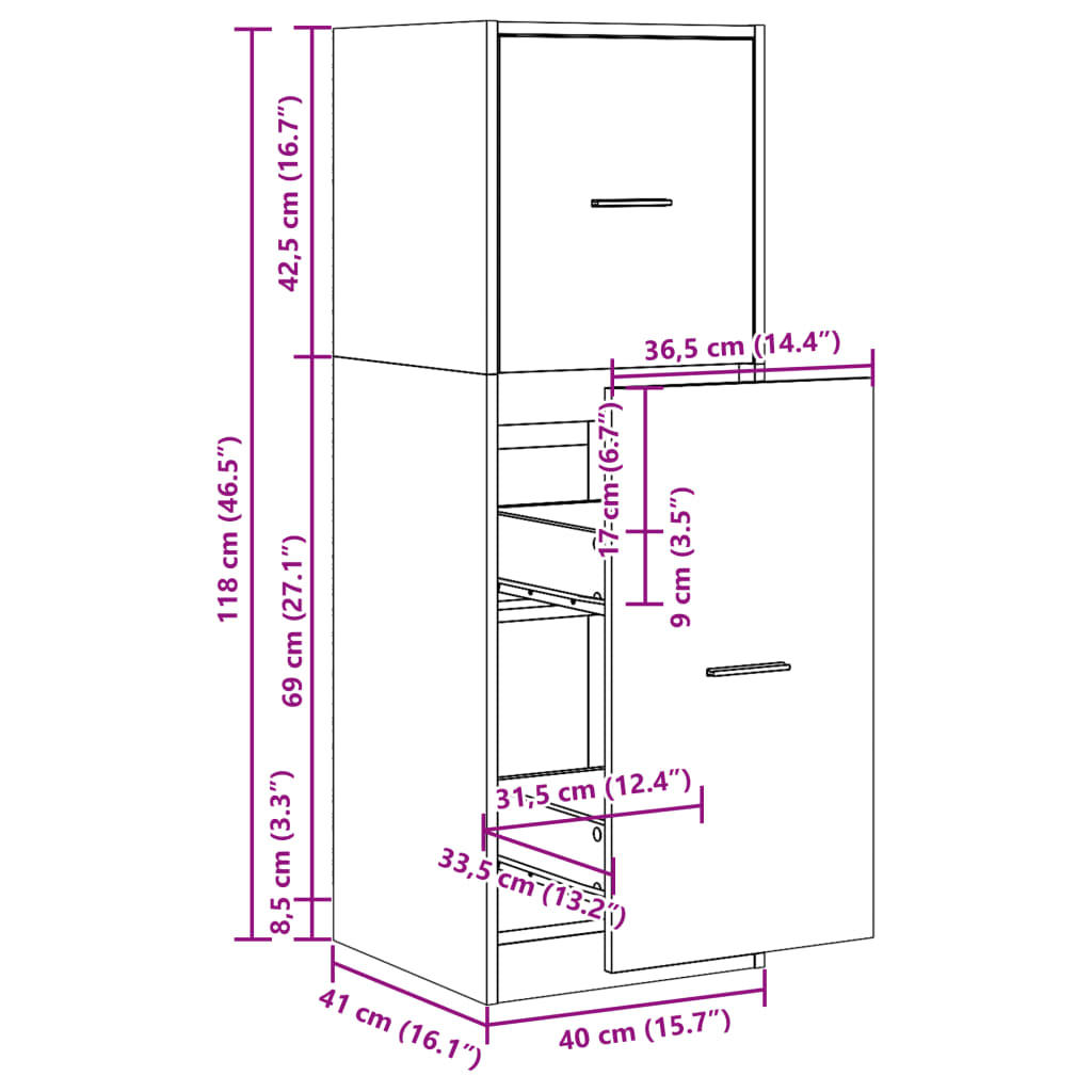 Apothecary Cabinet Old Wood 40x41x118 cm Engineered Wood
