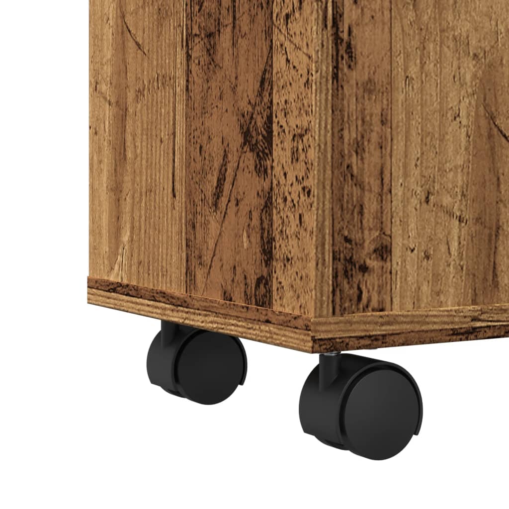 Narrow Bathroom Cabinet with Wheels Old Wood Engineered Wood