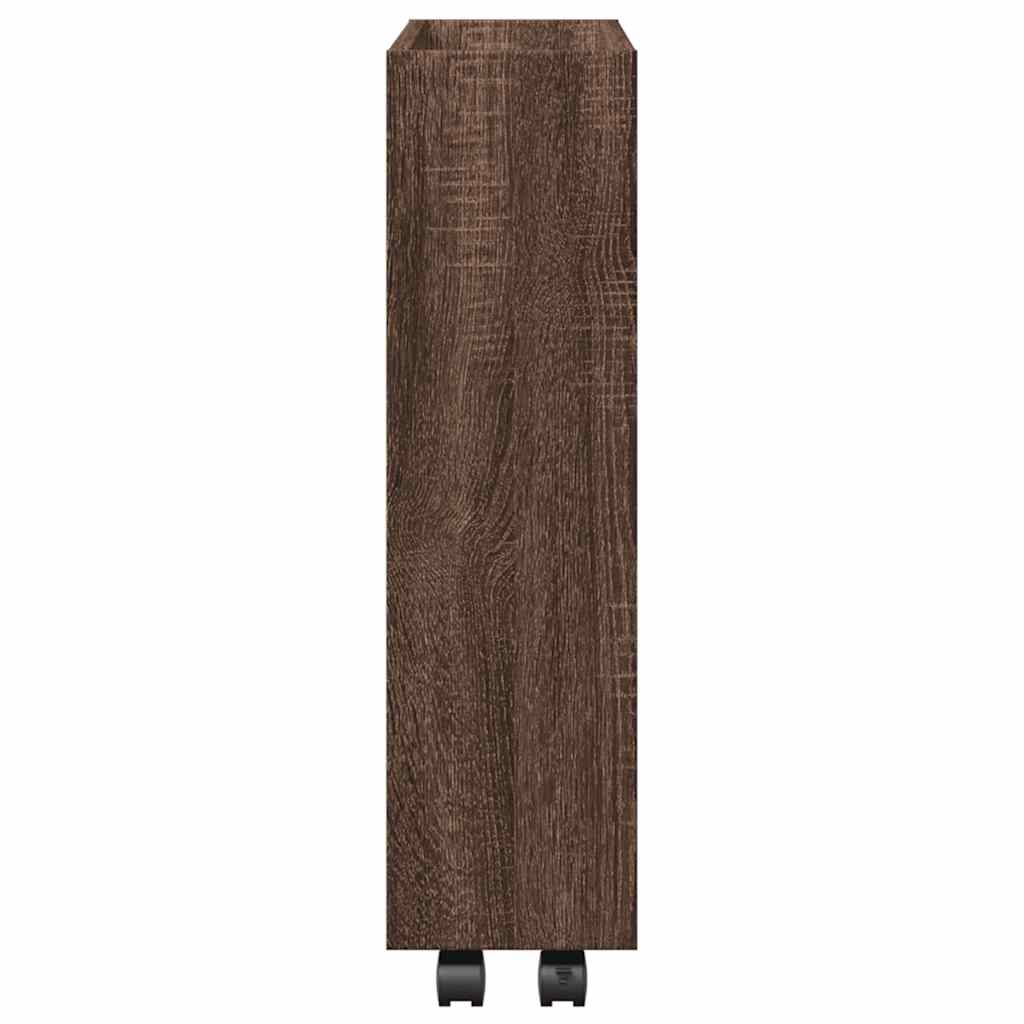 Narrow Storage Trolley 3 Tier Brown Oak Engineered Wood