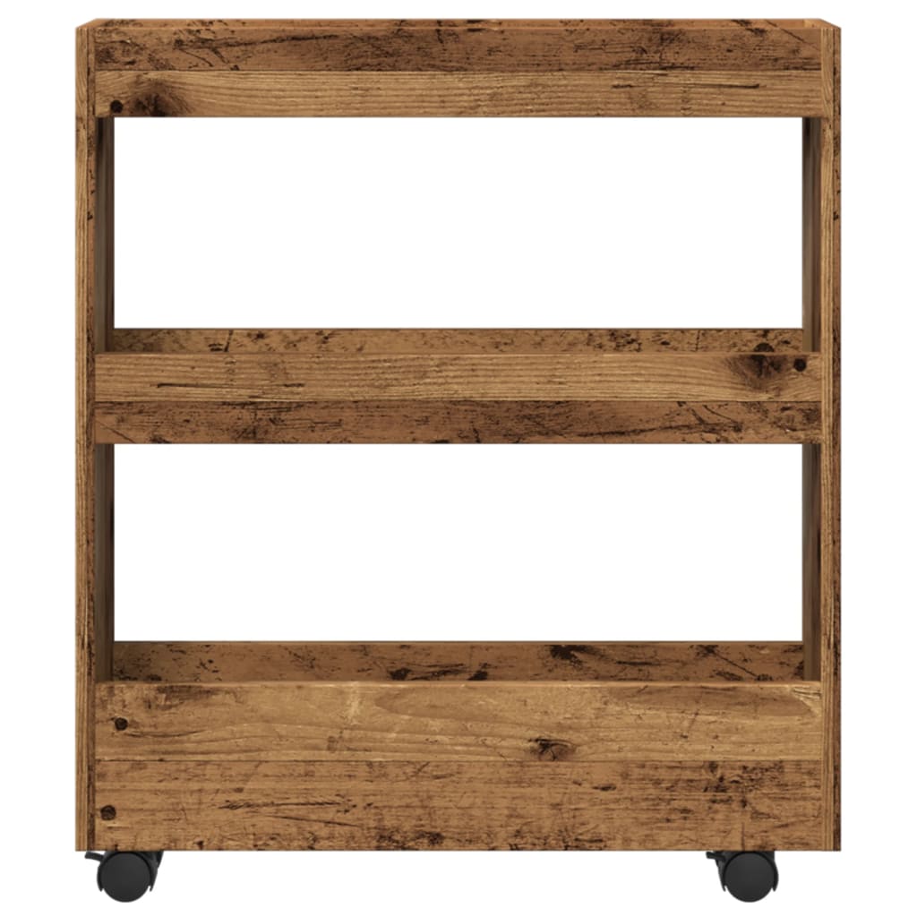 vidaXL Narrow Storage Trolley 3 Tier Old Wood Engineered Wood