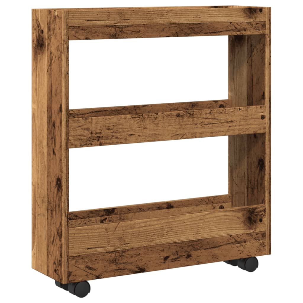 vidaXL Narrow Storage Trolley 3 Tier Old Wood Engineered Wood