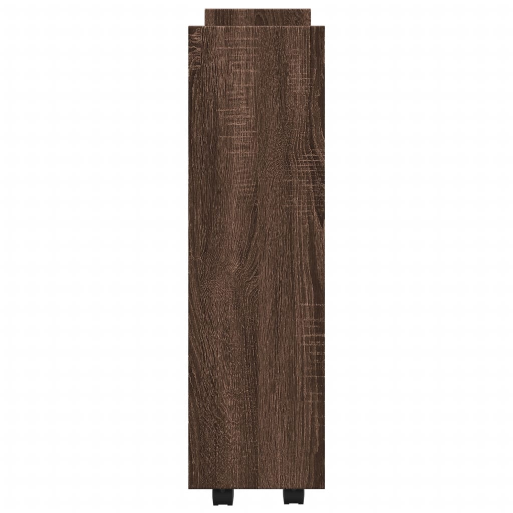 vidaXL Narrow Storage Trolley 3 Tier Brown Oak Engineered Wood