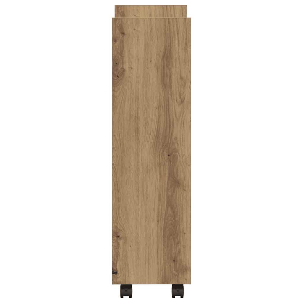 Narrow Storage Trolley 3 Tier Artisian Oak Engineered Wood