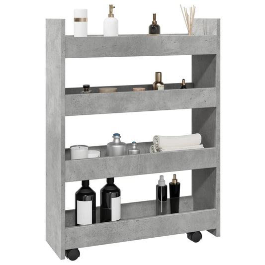 vidaXL Narrow Storage Trolley 4 Tier Concrete Grey Engineered Wood