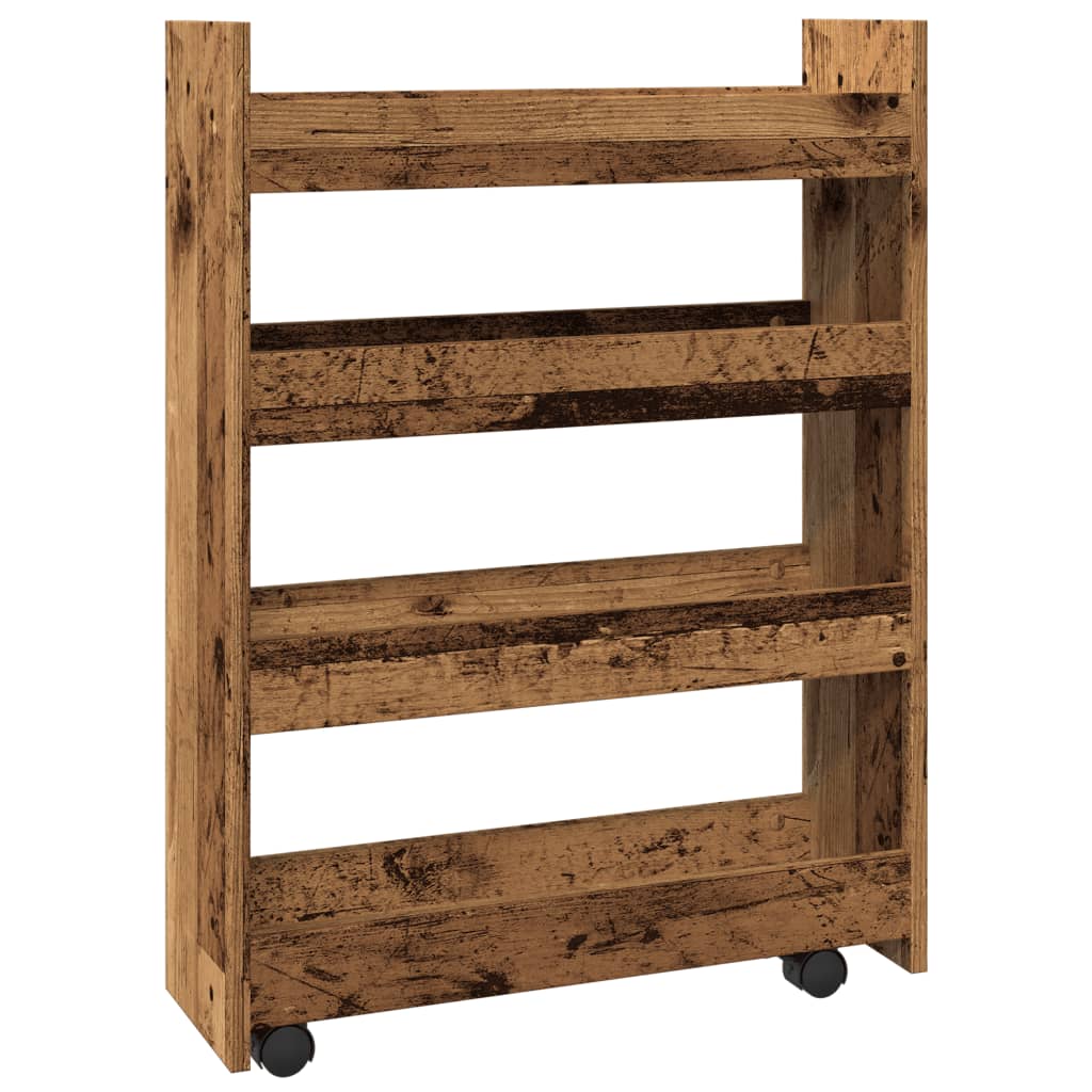 vidaXL Narrow Storage Trolley 4 Tier Old Wood Engineered Wood