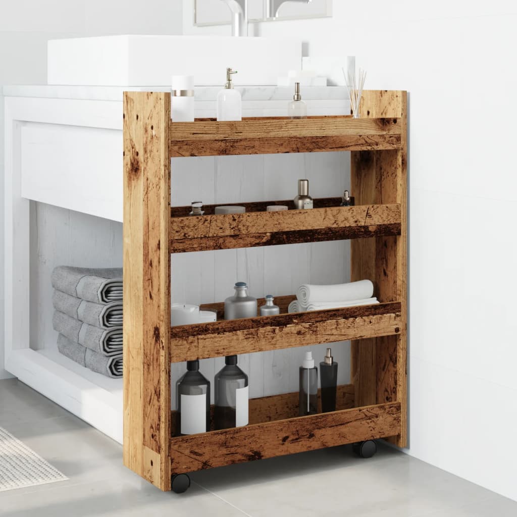 vidaXL Narrow Storage Trolley 4 Tier Old Wood Engineered Wood