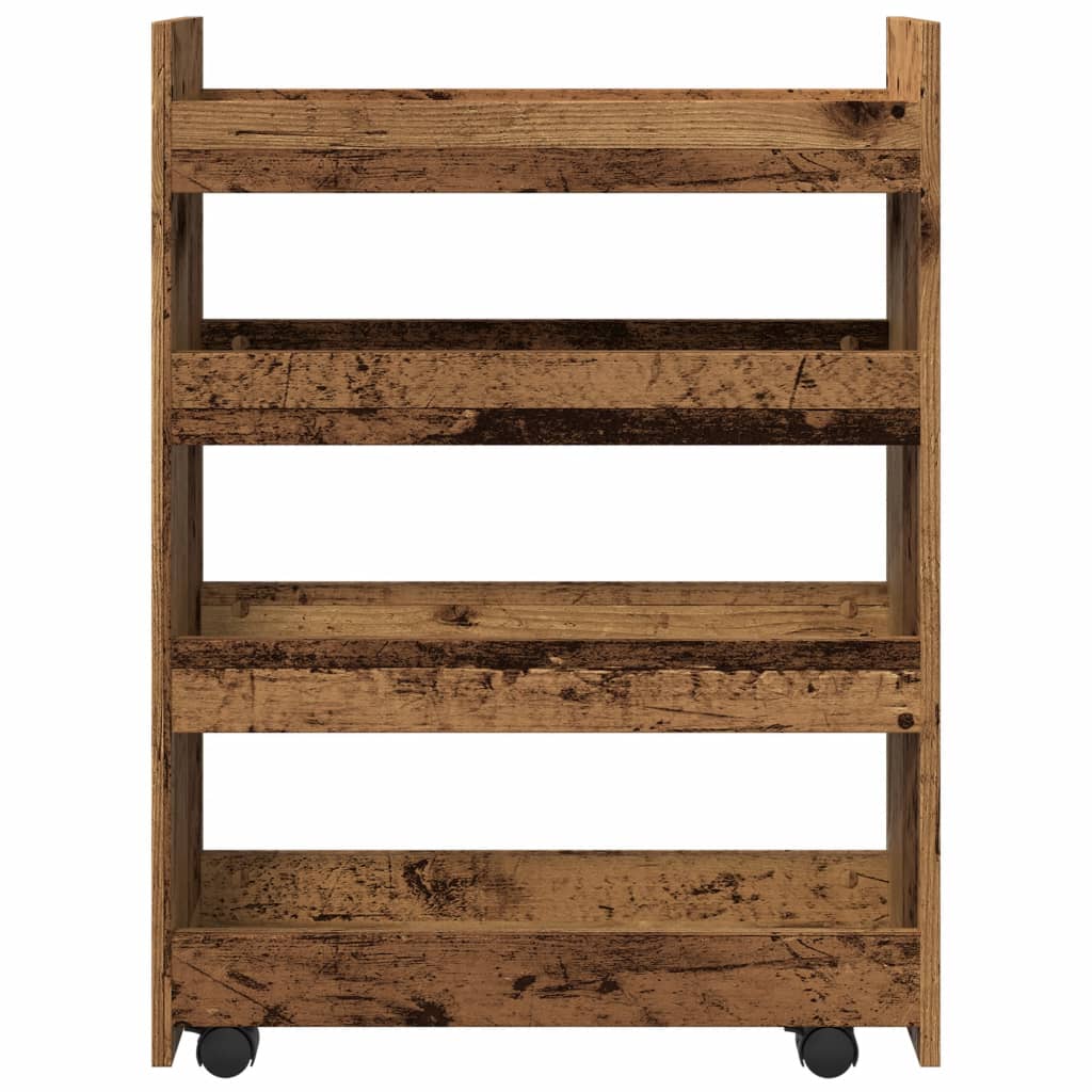 vidaXL Narrow Storage Trolley 4 Tier Old Wood Engineered Wood