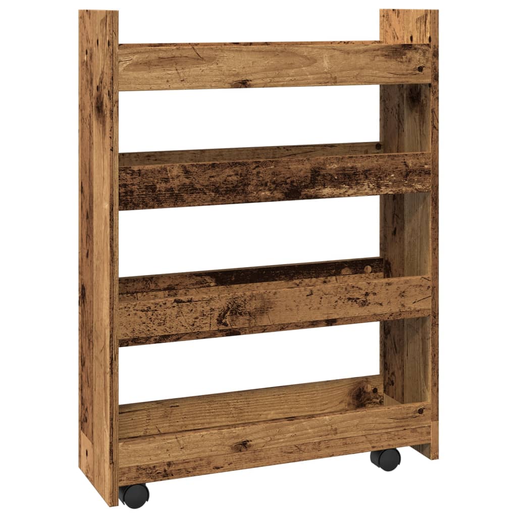 vidaXL Narrow Storage Trolley 4 Tier Old Wood Engineered Wood