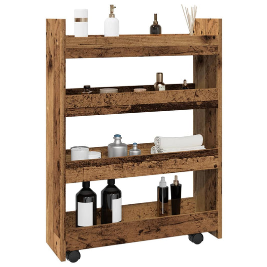 vidaXL Narrow Storage Trolley 4 Tier Old Wood Engineered Wood