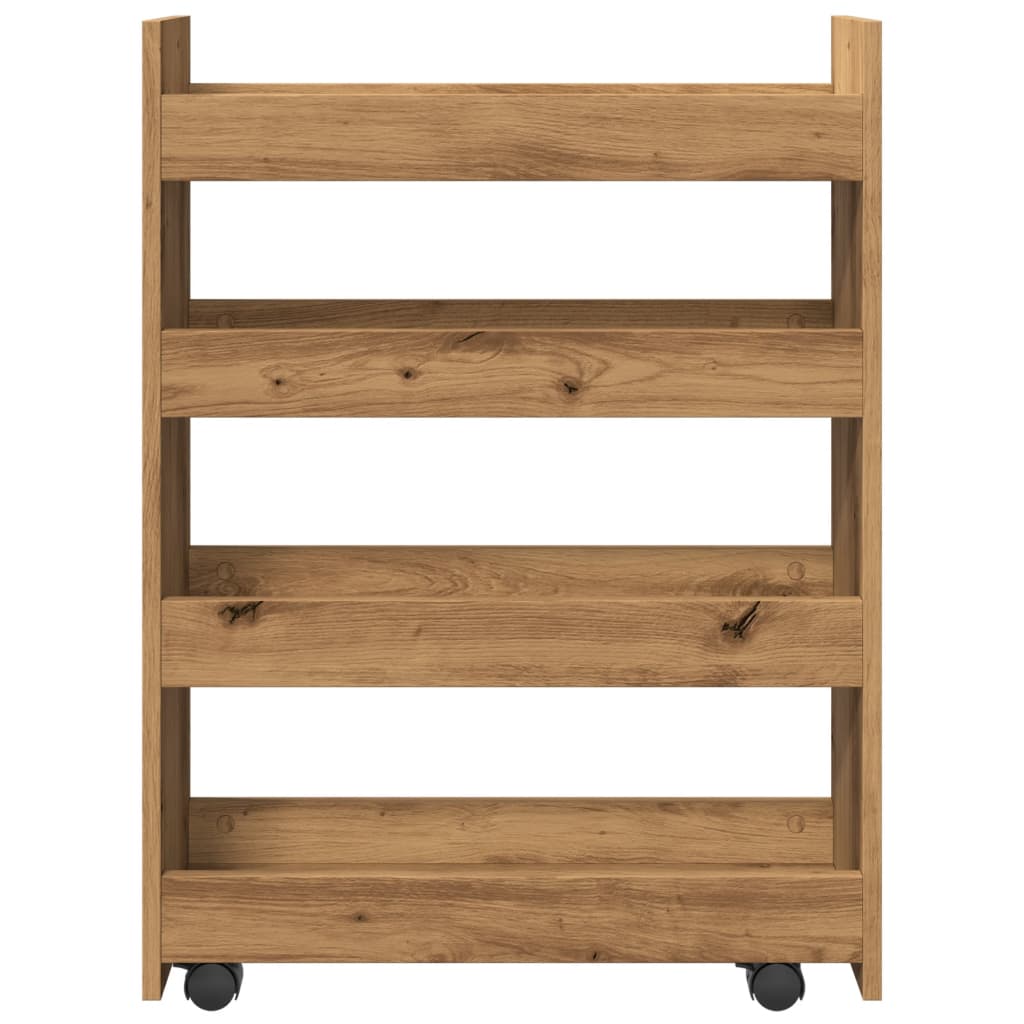 vidaXL Narrow Storage Trolley 4 Tier Artisian Oak Engineered Wood