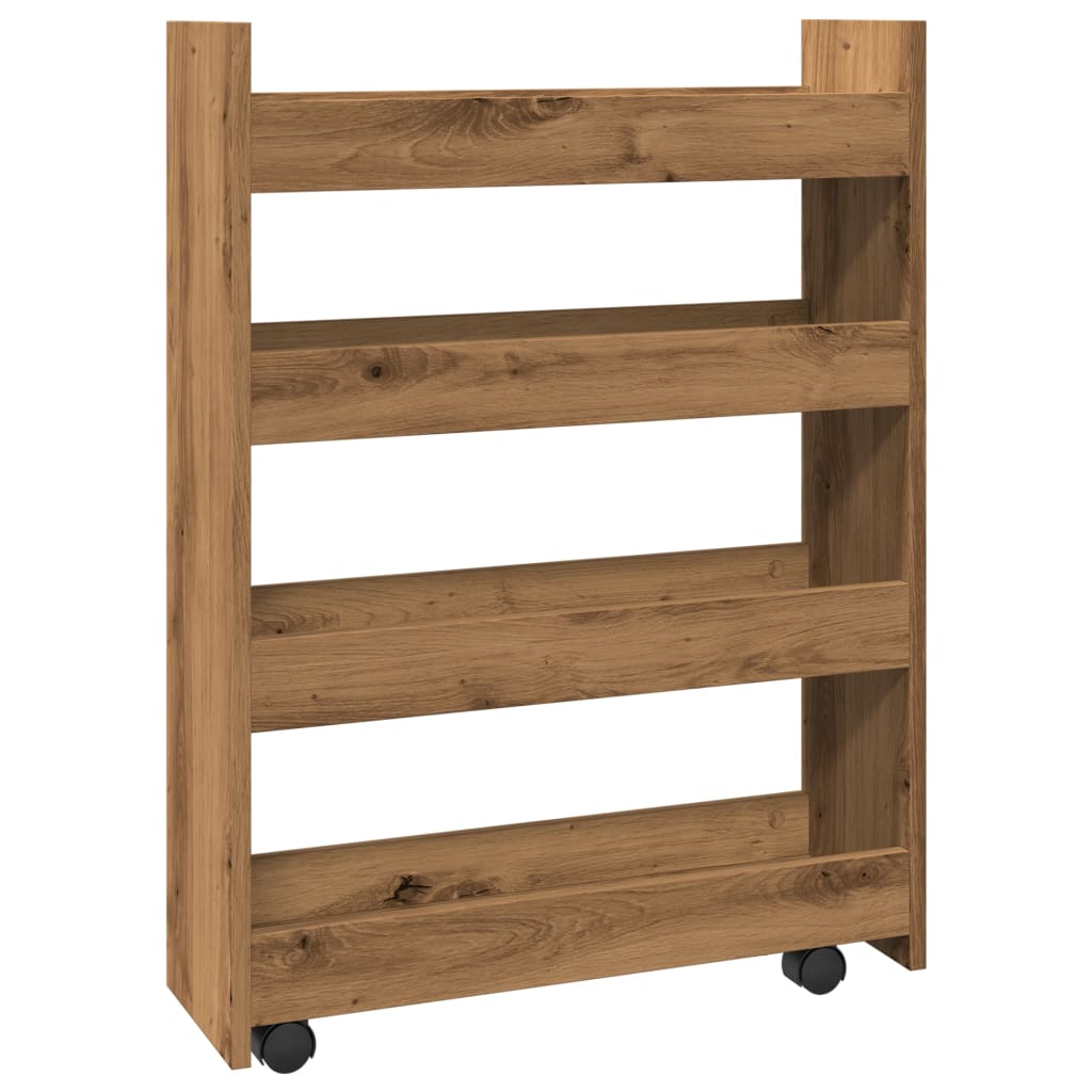 vidaXL Narrow Storage Trolley 4 Tier Artisian Oak Engineered Wood