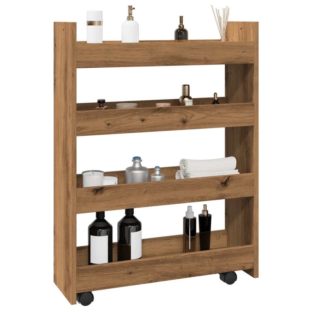 vidaXL Narrow Storage Trolley 4 Tier Artisian Oak Engineered Wood