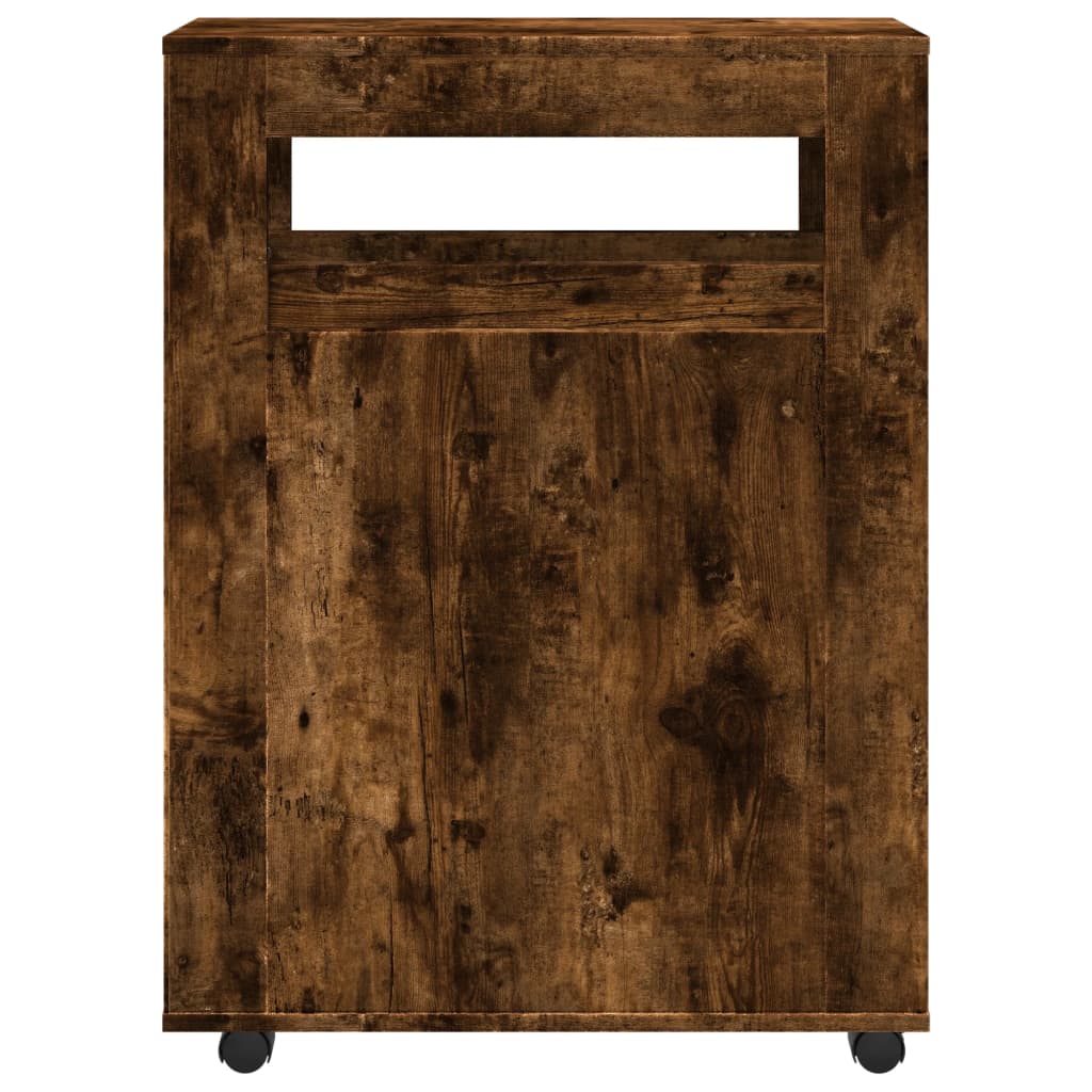 Narrow Bathroom Cabinet with Wheels Smoked Oak Engineered Wood