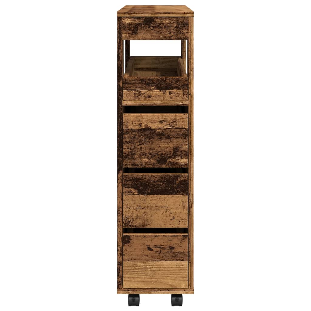Narrow Bathroom Cabinet with Wheels Old Wood Engineered Wood