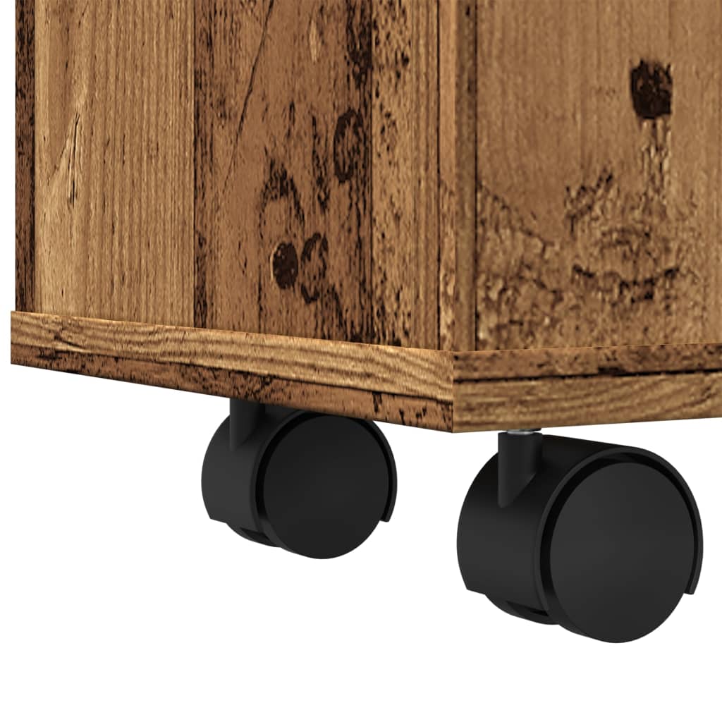 Narrow Bathroom Cabinet with Wheels Old Wood Engineered Wood